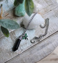 Black Obsidian &amp; Green Dragonfly Protection Charm - $372.70 MXN