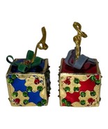 Vintage Sequin Beaded Push Pin Handmade Christmas Gift Box Ornaments Red... - $11.30