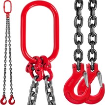 VEVOR 5FT Chain Sling 3/8&quot; x 5&#39; Double Leg with Grab Hooks Sling Chain 4... - £58.91 GBP