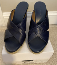 Banana Republic Women’s Sienna Espadrille Wedge Sandals Blue Leather Size 9 - £31.14 GBP