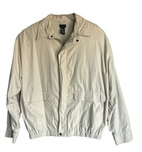 IZOD Men’s Size XL Beige Windbreaker Jacket Full Zip Collar Pockets Classic - $14.27