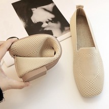  New Women Slip On Flat Loafers Square Toe Mesh Shallow Ballet Shoes  Breathable - £28.71 GBP