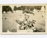 A Sailor with Pigeons on His Head and Arms Black and White Small Photo - $17.80