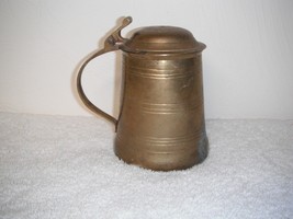 Vintage Solid Brass Beer Stein Hinged Lid 5 1/2&quot; - £17.75 GBP