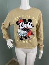 Disney Women&#39;s Junior&#39;s Mickey &amp; Minnie Graphic Sweatshirt in Taupe Sz Small NWT - £18.12 GBP