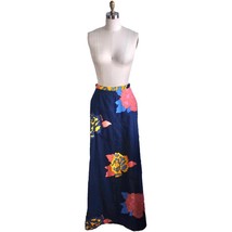 Vintage Cotton Maxi Skirt Mod 1960s Big Floral A Line Womens 28&quot; Waist M... - $221.86