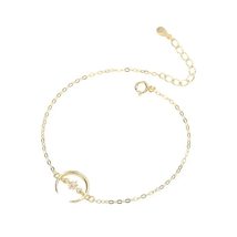 925 silver moon star zircon gold plated bracelets for women girls fine jewelry b - £21.58 GBP