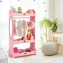 Kids Dress up Armoire Dresser Storage Wardrobe Pretend Costume Toy Closet Pink - £129.48 GBP