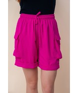 White Birch High Waisted Drawstring Knit Cargo Shorts - $561.88 MXN