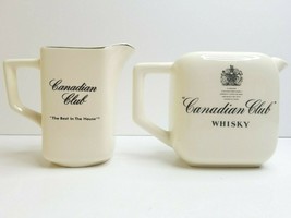 2 Ceramic Canadian Club Whisky VTG White Serving Pitchers Retro Art Deco... - £39.21 GBP