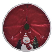 Christmas Tree Skirt Snowman Trees Red Velvet At Home Holiday Hoedown New - $5.99