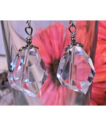 Earrings Sterling Silver Huge Chunky Clear Crystals - $13.70 CAD
