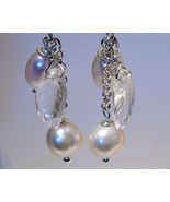 Earrings Sterling Silver Dangle Crystal Pearls - $13.70 CAD