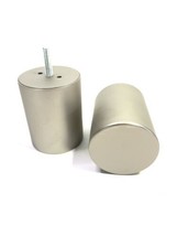 Pair-Of West Elm Brushed-Satin Nickel Cylinder FINIALS For Oversized Curtain Rod - $32.50