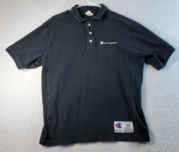 Champion Polo Shirt Mens Size Medium Black Knit Short Sleeve Logo Collared - £5.97 GBP