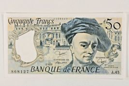 1986 France 50 Franc Banknote / Almost Uncirculated (AU) / De La Tour / ... - $57.71