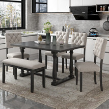 6-Piece Dining Table And Chair Set With Special-Shaped Legs - Gray - £561.55 GBP