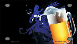 Frothy Beer Mug Offset Novelty Mini Metal License Plate Tag - £11.94 GBP