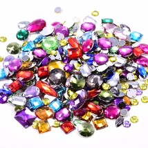 300Pcs Sewing Gems Mixed Shapes Crystal Acrylic Sew On Rhinestones With 2 Holes  - £14.96 GBP