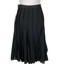 New Focus Lifestyle Skirt Womens 14P Petite Black Pleated Exposed Seams Work - £18.87 GBP