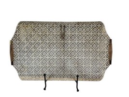 Georges Briard Barware Embossed Gold Design Glass Serving Tray Wood Handles - $34.64
