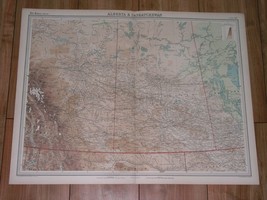 1922 Map Of Alberta Calgary Edmonton Rockies Banff / Saskatchewan Canada - £29.55 GBP