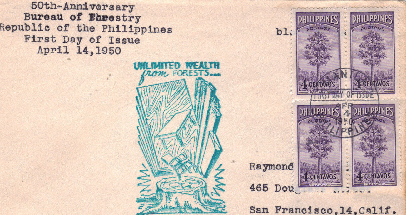 50TH Anniversay BUREAU OF FORESTRY Philippines 1950 First Day Cover - $2.95