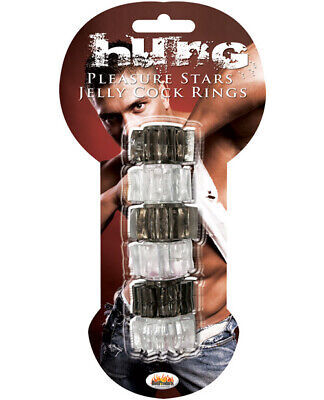 Hung Pleasure Stars Jelly Cock Rings Black/clear - $12.06