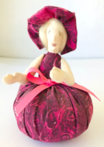 Purple Pin Cushion Doll Hand Made Sewing Accessory Button Shoulder Joint... - $14.50