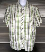 Quicksilver Button Up Short Sleeve Shirt  Sz Large Plaid Pocket Embroidered - $16.82