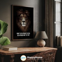 Lion Wall Art Don&#39;t Be Afraid to Fail Motivational Quote Print Wall Decor -P739 - £19.47 GBP+