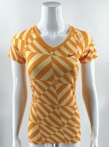 Nike Pro Dri Fit Athletic Top Size Small Orange Printed Short Sleeve Fit... - £23.22 GBP