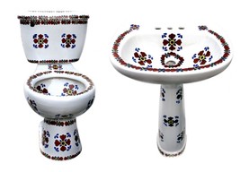 Mexican Talavera Ceramic Toilet Hand Painted - Trebols - - $22,462.85 MXN