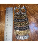 Vintage Owl Jewelry gold-tone and pewter owl necklace 21” chain NEW - £23.53 GBP