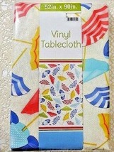 Beach Umbrella Vinyl Tablecloth 52 x 90-inch PEVA Wipe PEVA Indoor Outdo... - $16.97