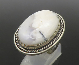 925 Sterling Silver - Vintage Cabochon Cut Howlite Cocktail Ring Sz 7 - RG22283 - £54.67 GBP