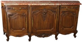 Sideboard Louis XV French Rococo 1920 Carved Walnut Shell, Red Pink Marb... - £4,739.68 GBP