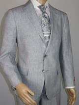 Men's ENZO 100% Linen Spring Summer Suit Light Weight Breathable E58302-4 Gray image 2