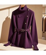 Elegant Vintage Purple Knit Turtleneck Sweater - $80.50