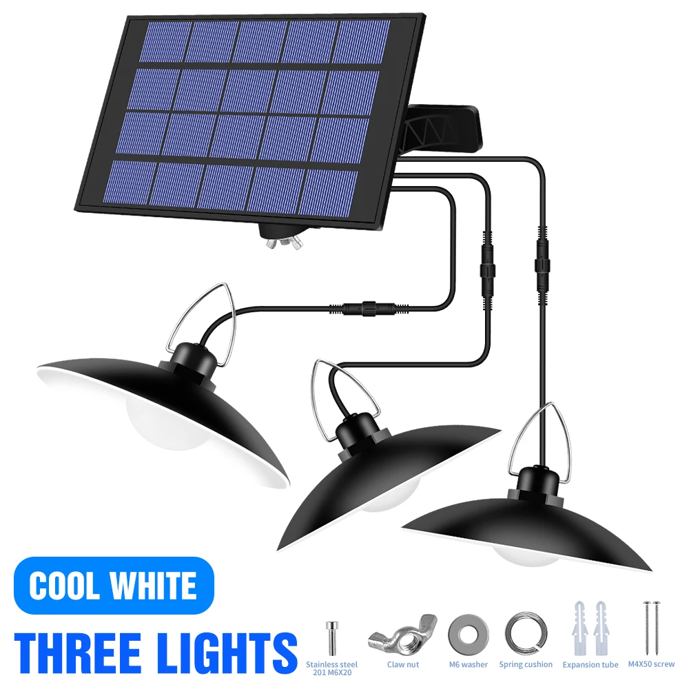 Four Heads Split LED Solar Pendant Light Indoor Outdoor Waterproof Solar Lamp Wi - £119.48 GBP
