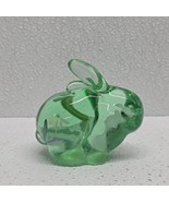 Fenton Glass Fern Green Yellow Floral Hand Painted Bunny Figurine Signed - $49.40