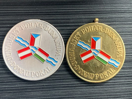 Vintage Yugoslavia Pair Of Sport Award Medal Gold And Silver Colored - £11.52 GBP