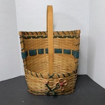 Vintage Wicker Market Basket Oblong Decorative basket Single Handle 18 Inch Tall - £5.55 GBP