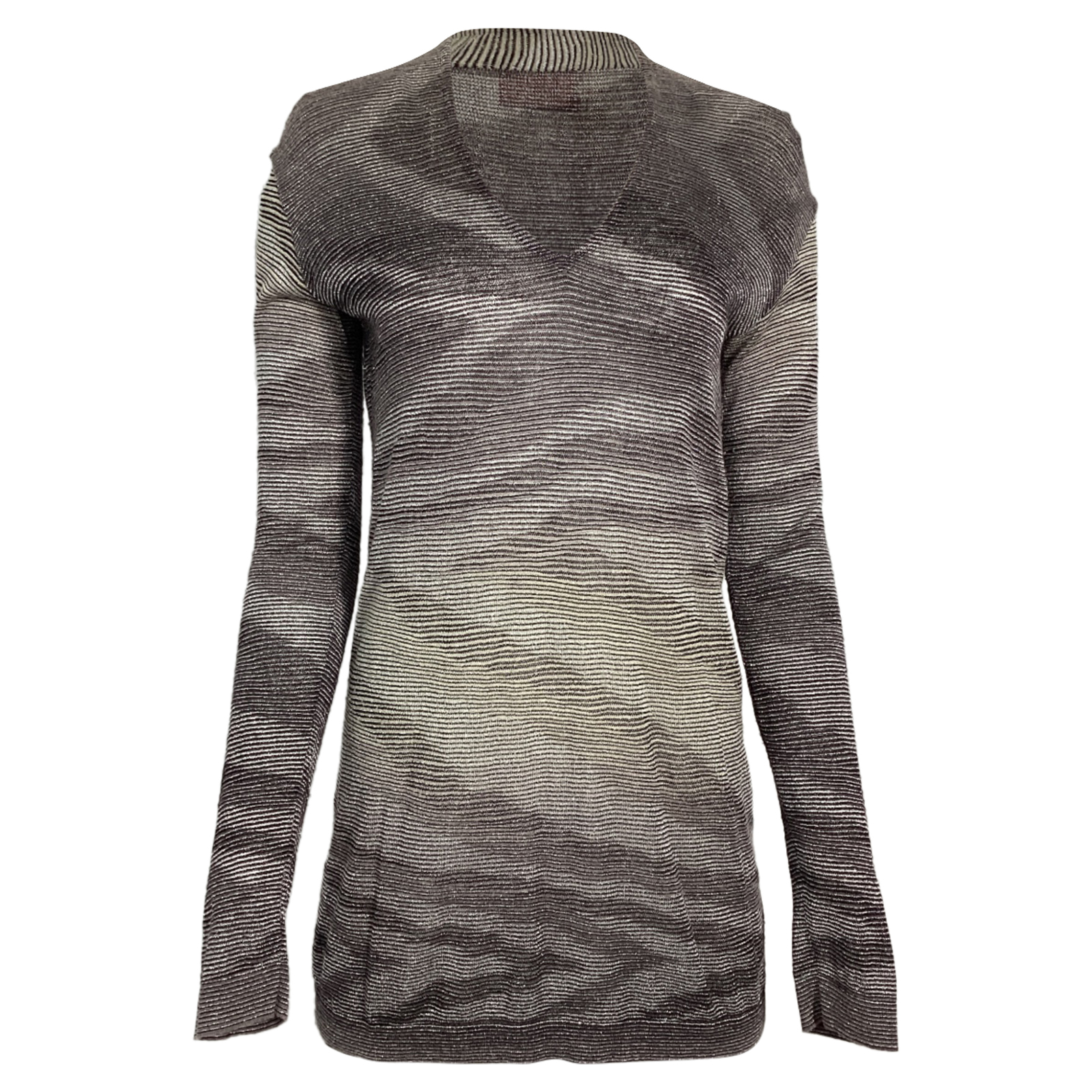Missoni Knitted V-Neck Sweater In Metallic Rayon Women Silver Size 40 - $149.15