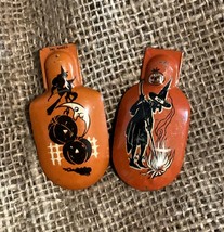 Pair of Vintage Witch Halloween Clicker Tin Metal Noisemakers - £44.44 GBP