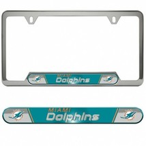 miami dolphins logo nfl football team premium stainless license plate frame - £31.85 GBP