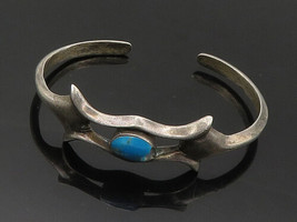 ZUNI NAVAJO 925 Silver - Vintage Turquoise Petite Smooth Cuff Bracelet - BT7708 - £111.48 GBP