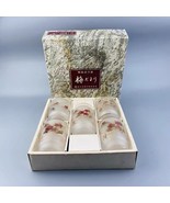 Rare Vintage Japanese Plum Blossom Frosted Water/Juice Glass Set - $78.90