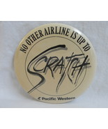 Pinback Button Pacific Western Airlines Logo Vintage 1980s One Pin Badge - £13.31 GBP