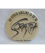 Pinback Button Pacific Western Airlines Logo Vintage 1980s One Pin Badge - £12.76 GBP